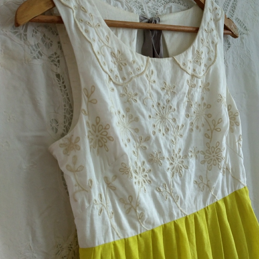 Anthropologie Lemondrop 🍋 linen dress